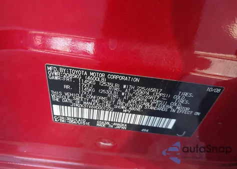 2009 Toyota Rav4 Limited V6 from USA, damaged, VIN JTMZK31V69D001222